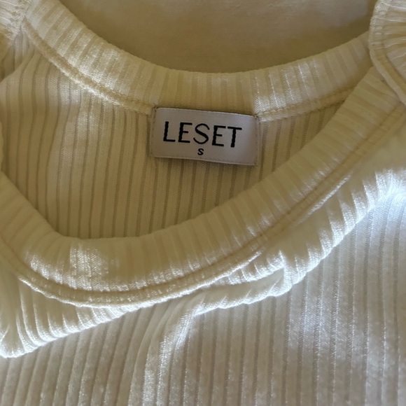 NWOT LESET Ali Ribbed Knit Top in White Size Small - Picture 3 of 6